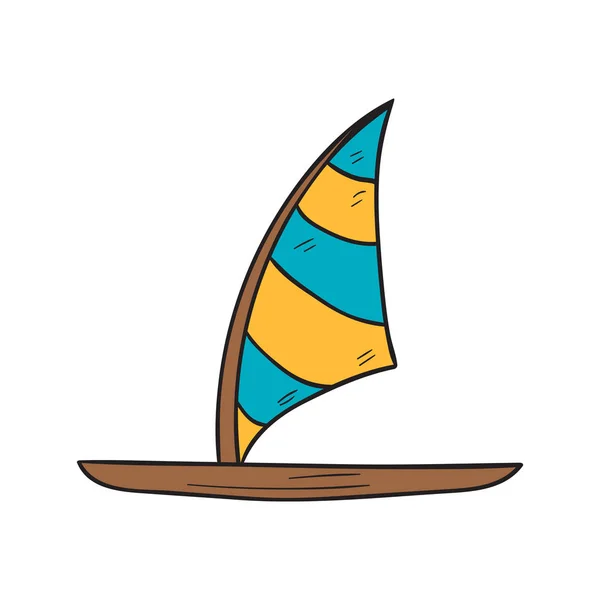 Vector cartoon isolated hand drawn windsurf board — Stock Vector