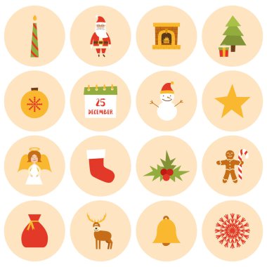 Karikatür Noel, yeni yıl simgeler vektör