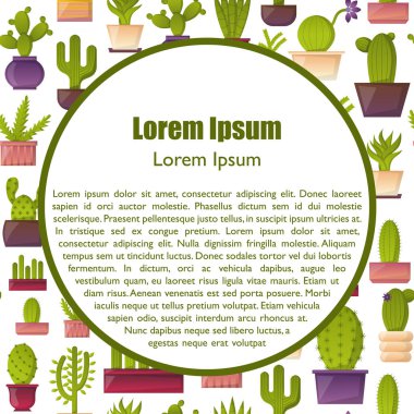 Vektör çizgi film ev bitki kaktüs arka plan