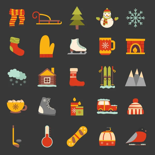 Vector winter cartoon pictogrammen — Stockvector