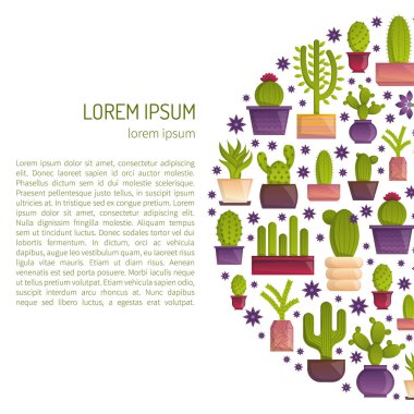 Vektör çizgi film ev bitki kaktüs arka plan