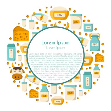 Vektör çizim karikatür süt ürünleri adam ile