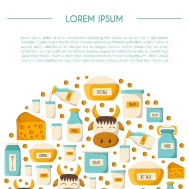 Vektör çizim karikatür süt ürünleri adam ile