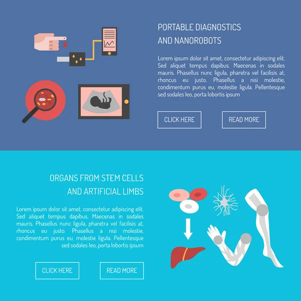 Vektör düz çizgi film gelecekteki tıp simgeler