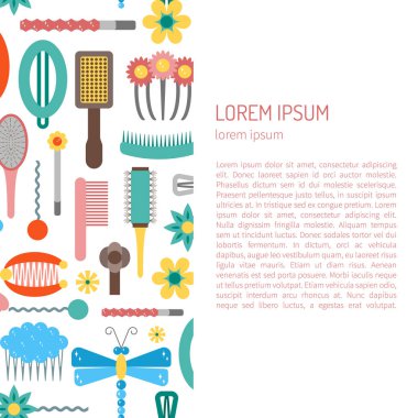 Vektör düz saç tokaları ve fırçalar