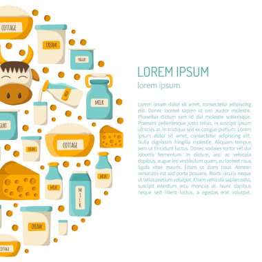 Vektör karikatür süt nesneleri