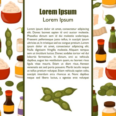 Vektör çizim karikatür soya ürünleri ile