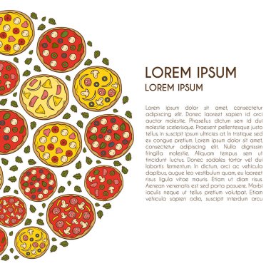 Pizza arka plan vektör çizim karikatür el ile çizilmiş