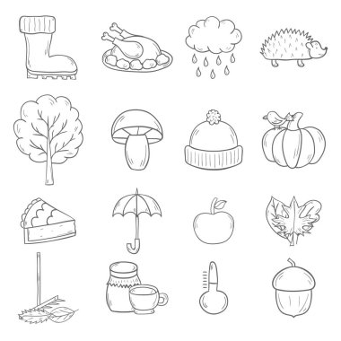 Vektör karikatür elle çizilmiş simgeler