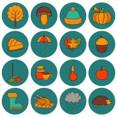 Vektör karikatür elle çizilmiş simgeler