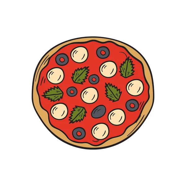 Vector mão desenhada izolated pizza — Vetor de Stock