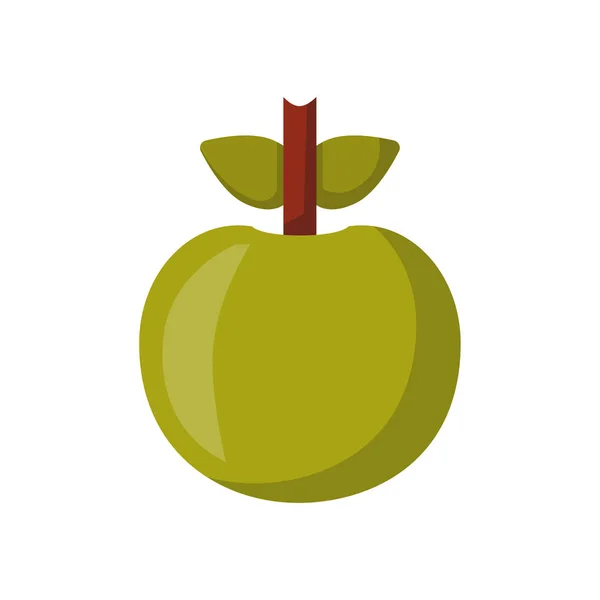 Vector cartoon flat green apple — Stock Vector