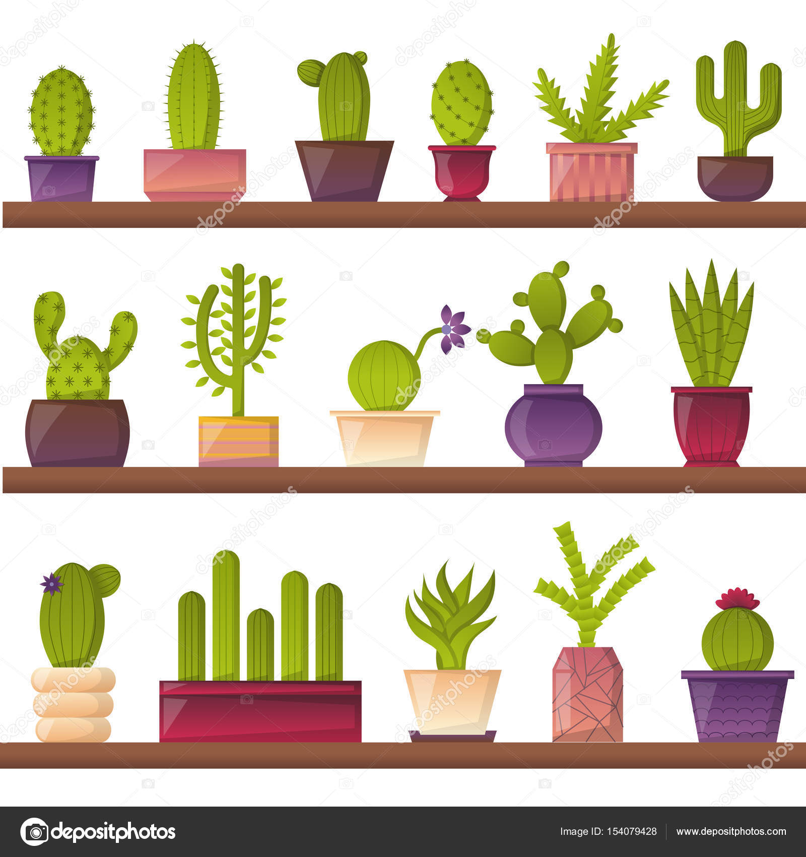 Vector cartoon house plant cactus background Stock Vector Image by  ©petitelili #154079428