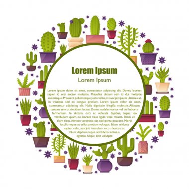 Vektör çizgi film ev bitki kaktüs arka plan