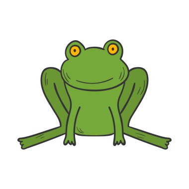 Vektör karikatür el çekilmiş yeşil kurbağa
