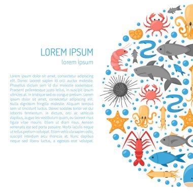 Vektör çizgi film deniz sualtı yaratıklar arka plan