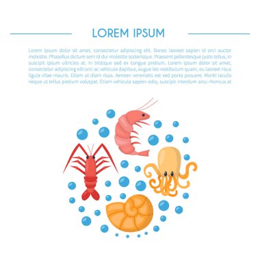 Vektör çizgi film deniz sualtı yaratıklar arka plan