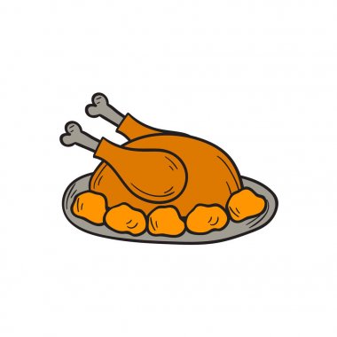 Vektör karikatür elle çizilmiş Türkiye kuş pişirilir