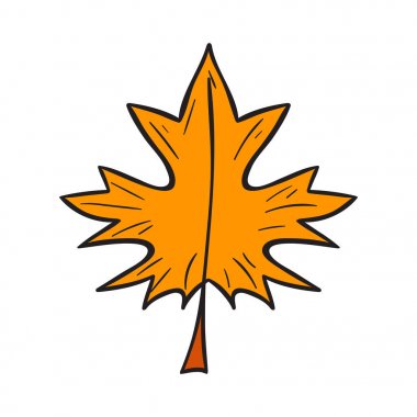 Vektör karikatür elle çizilmiş sarı sonbahar yaprak