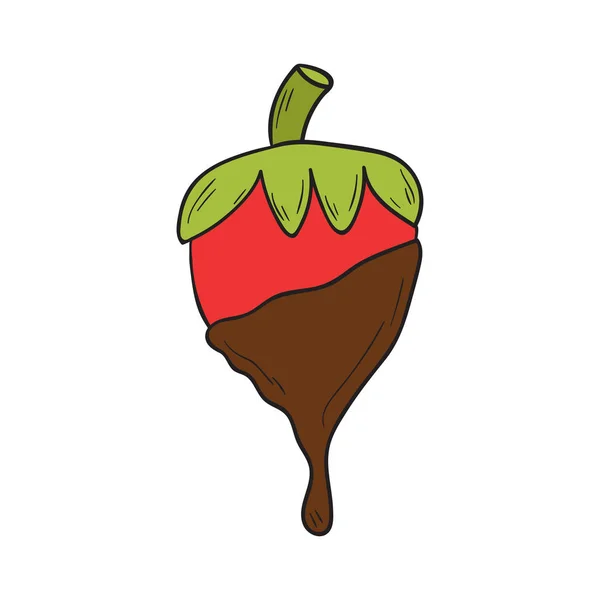 Vetor desenho animado mão desenhada de morango e chocolate — Vetor de Stock