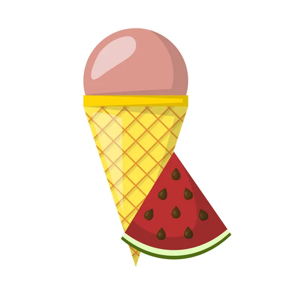 Vector cartoon watermelon ice cream balls — Stock Vector