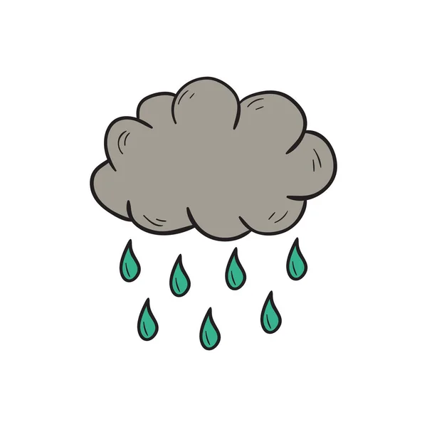 Vector de dibujos animados dibujado a mano nube de lluvia — Archivo Imágenes Vectoriales