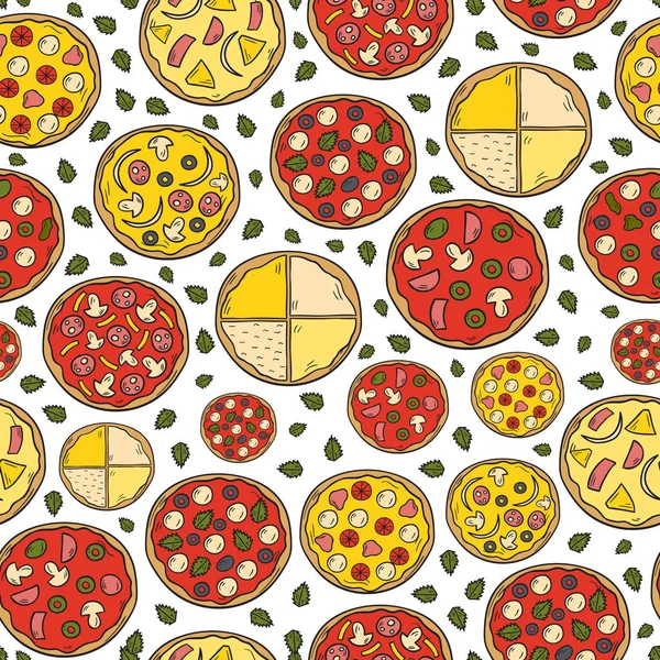 Wektor ręcznie rysowane tła pizza — Wektor stockowy