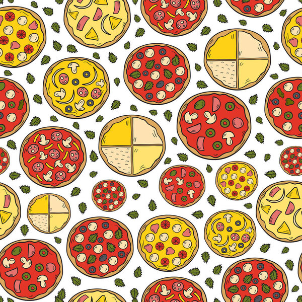 Vector hand drawn pizza background