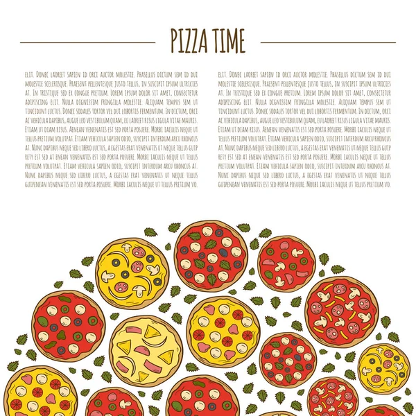 Vector mão desenhada pizza fundo — Vetor de Stock