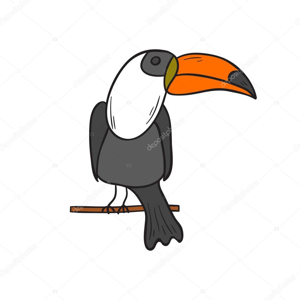 Vector cartoon hand drawn toucan