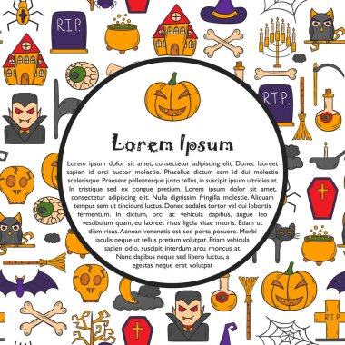 Vektör karikatür elle çizilmiş Cadılar Bayramı arka plan