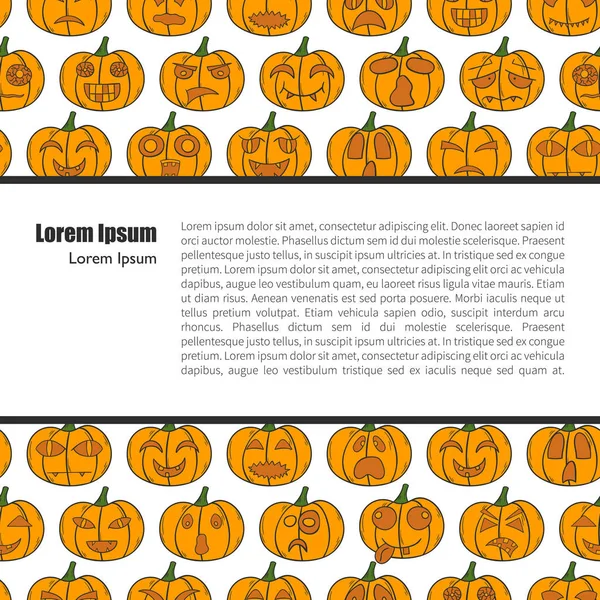 Dessin animé vectoriel dessiné à la main Halloween fond de citrouille — Image vectorielle