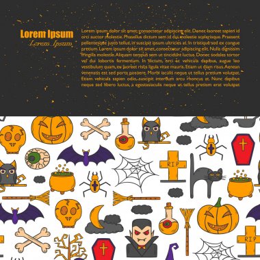 Vektör karikatür elle çizilmiş Cadılar Bayramı arka plan