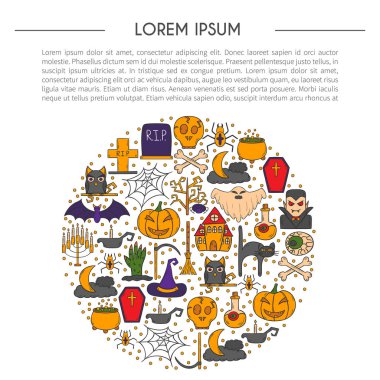 Vektör karikatür elle çizilmiş Cadılar Bayramı arka plan