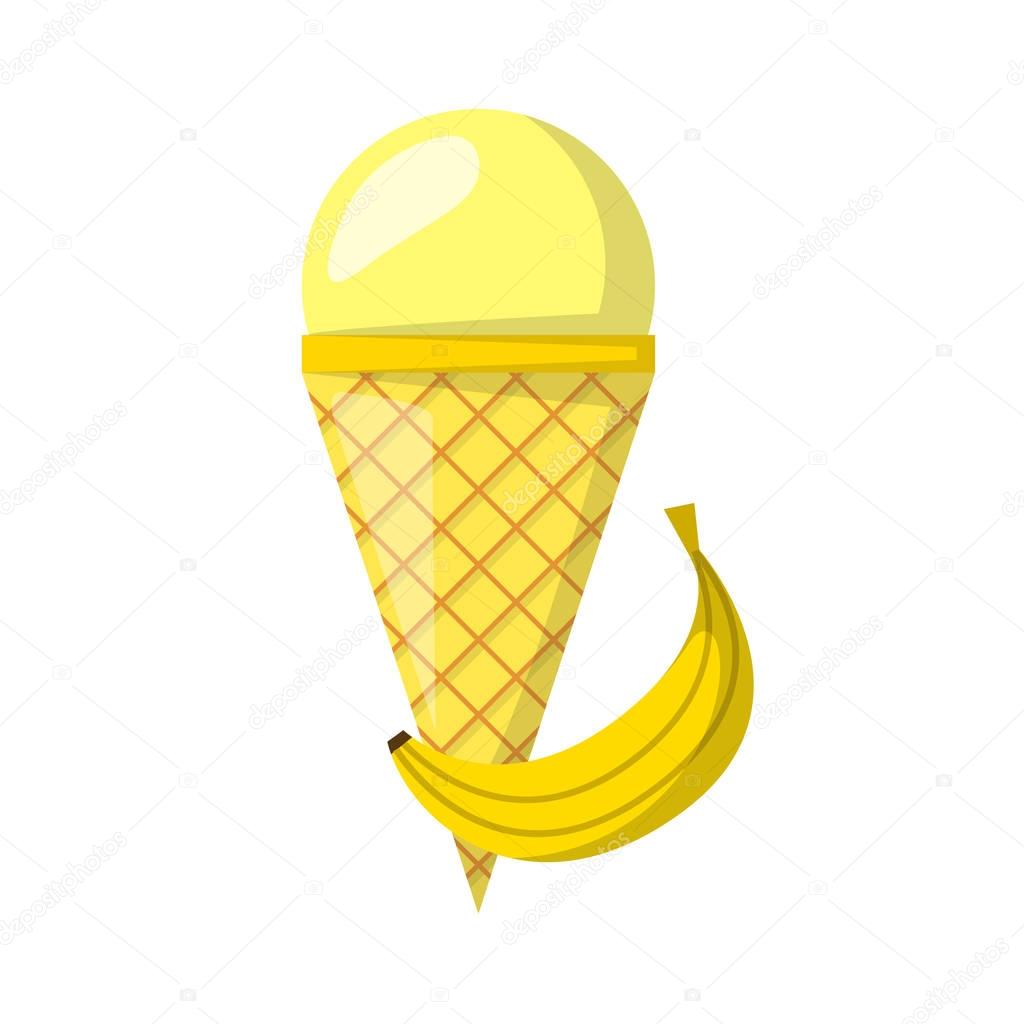 Vector cartoon banana ice cream balls