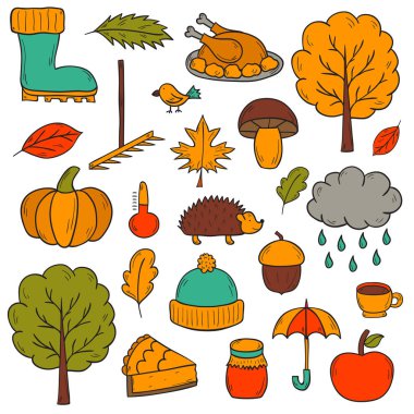 Vektör karikatür elle çizilmiş simgeler