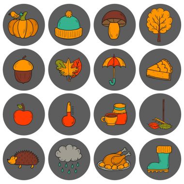 Vektör karikatür elle çizilmiş simgeler