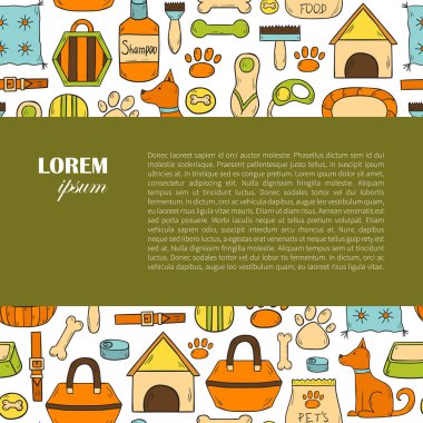 Köpek şeyler arka plan vektör el çekilmiş