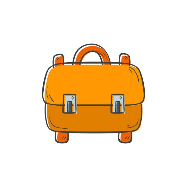 Vector dibujado a mano mochila escolar de dibujos animados — Vector de stock