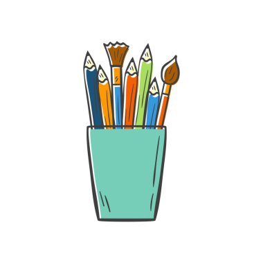 Simge vektör elle çizilmiş okul malzemeleri