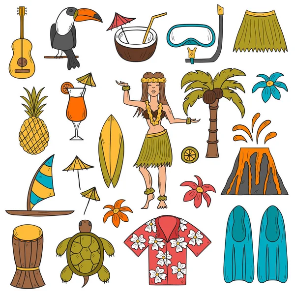 Hawaii simgeler vektör el çekilmiş