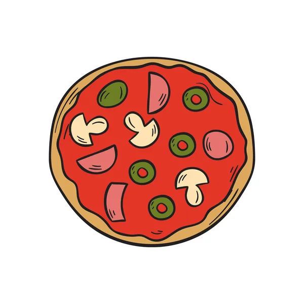Vector mão desenhada izolated pizza — Vetor de Stock