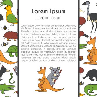 Vektör karikatür elle çizilmiş Avustralya hayvanlar arka plan