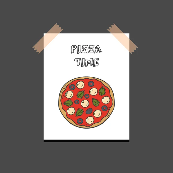 Vector mão desenhada izolated pizza — Vetor de Stock