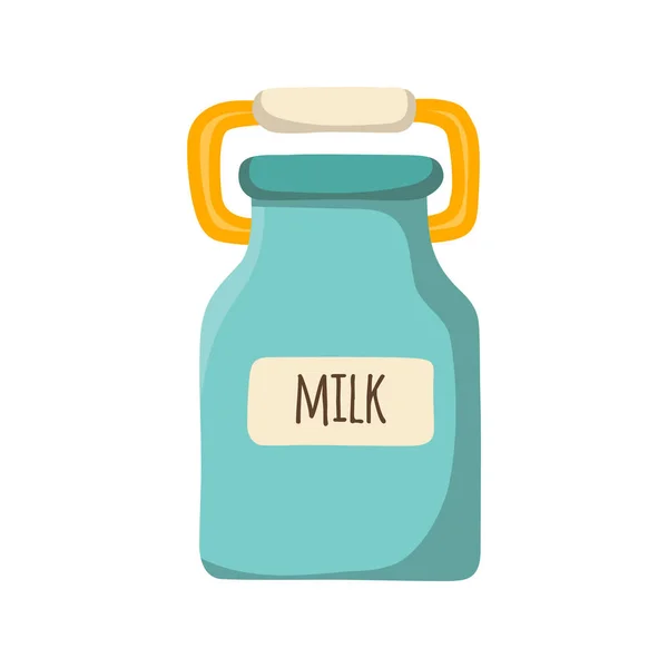 Garrafa de leite de desenho animado vetorial e vidro —  Vetores de Stock