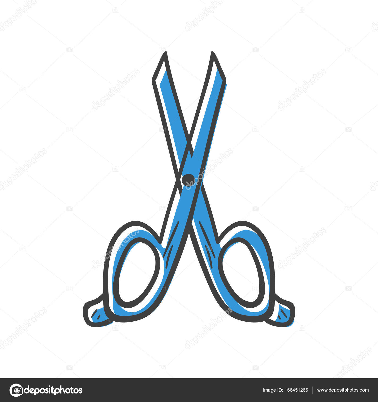 Vector cartoon hand drawn isolated scissors Stock Vector by ©petitelili  166451266, image size:1600x1700