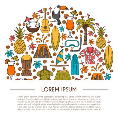 Hawaii arka plan vektör el çekilmiş