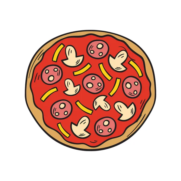 Vector mão desenhada izolated pizza — Vetor de Stock