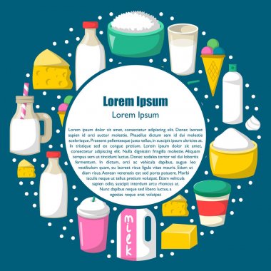 Vektör karikatür süt ürünleri