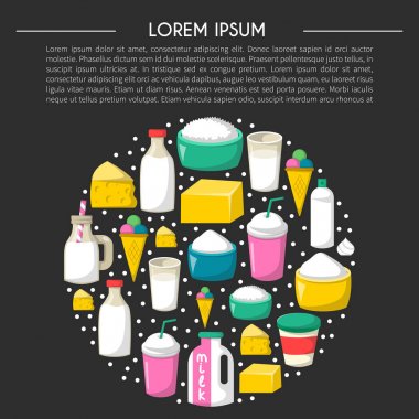 Vektör karikatür süt ürünleri